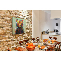 30 In. X 30 In. „Abstract Colorful Painted Black Bear“ by Karrie Evenson Canvas