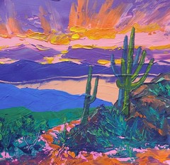 Original Painting Abstract Arizona Desert Sunset Acrylic Canvas 10×10 Impasto