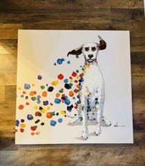 Dalmation Color Spotted Dog Framed Canvas Wall Art Measures 40″ x 40″