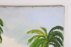 Vintage Caribbean Palm Trees Landscape Oil Painting Signed Barnes