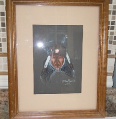 ORIGINAL CREEK/SEMINOLE PAINTING „OSAGE MAN“ SIGNED E. JOSHUA JR. ’79