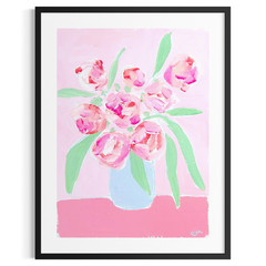 Hand Painted 5×7 Flower Painting Acrylic Pink Living Room Mothers Day Paper