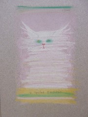 original LIZA JONES small PAINTING of PERSIAN CAT (SPOILED) framed OREGON ARTIST