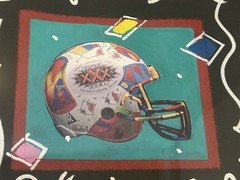 Original Peter Max Painting Dallas Cowboys Super Bowl XXX 1996 Football
