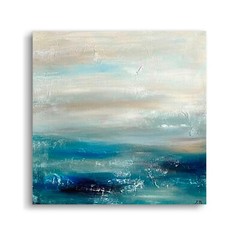 Abstract Landscape Soft Blue Colors Aqua Contemporary Painting Serene Decor Calm