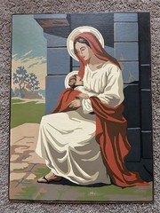 Vintage Paint By Number Of The Virgin Mary With Baby Jesus 12 X 16”