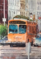 ORIGINAL Watercolor Painting „San Francisco Culture Bus “ 10″ x 14″ NOT A PRINT