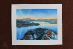 Original Oil Painting Golden Hour Desert Sunset Canyon Lake Impressionist 8×10