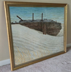 Armand La Montagne 1985 Realism Seascape Shipwreck Beach Large Framed Signed