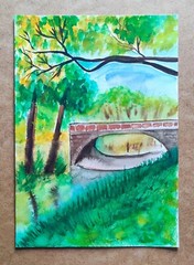 Original art watercolor urban scenery