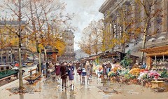 Madeleine Place Paris Painting by Eugene Galien Laloue Reproduction