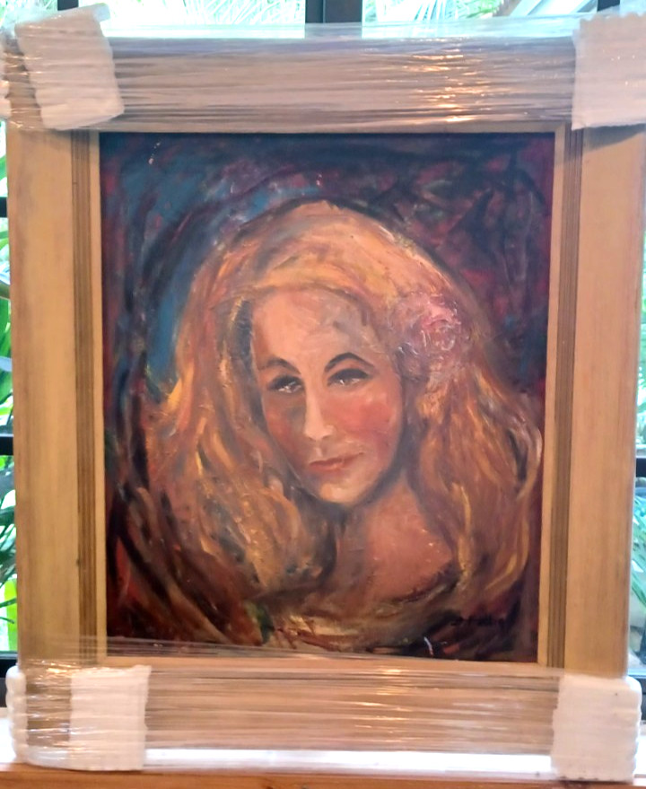 Doris Fatig painting Idaho Mid century Gouache wood panel