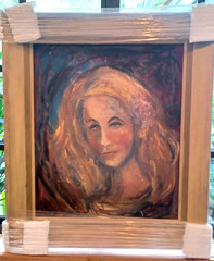 Doris Fatig painting Idaho Mid century Gouache wood panel