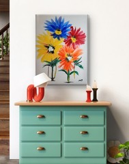 ORIGINAL ACRYLIC PAINTING 12×16 FLOWERS ABSTRACT HOME WALL ART HAND PAINTED