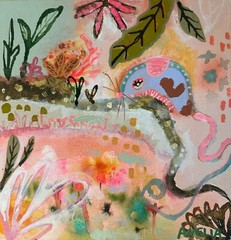 Original Painting Art OOAK „Sparkle the Mouse“ Dreamscape Abstract Floral 10×10