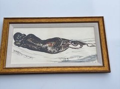 Frances Shloss Painting Nude Woman Reclined 1940’s Listed American New York rare