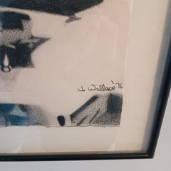 1976 Neil Armstrong Charcoal Drawing Of Iconic Image Signed By J. Wallace „76“