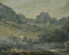 Rudolf Allwardt Oil Painting On Canvas On Board – Landscape With Figures