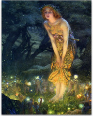 Midsummer Eve by Edward Robert Hughes – Fairy Painting Neoclassical 11×14 Unfram