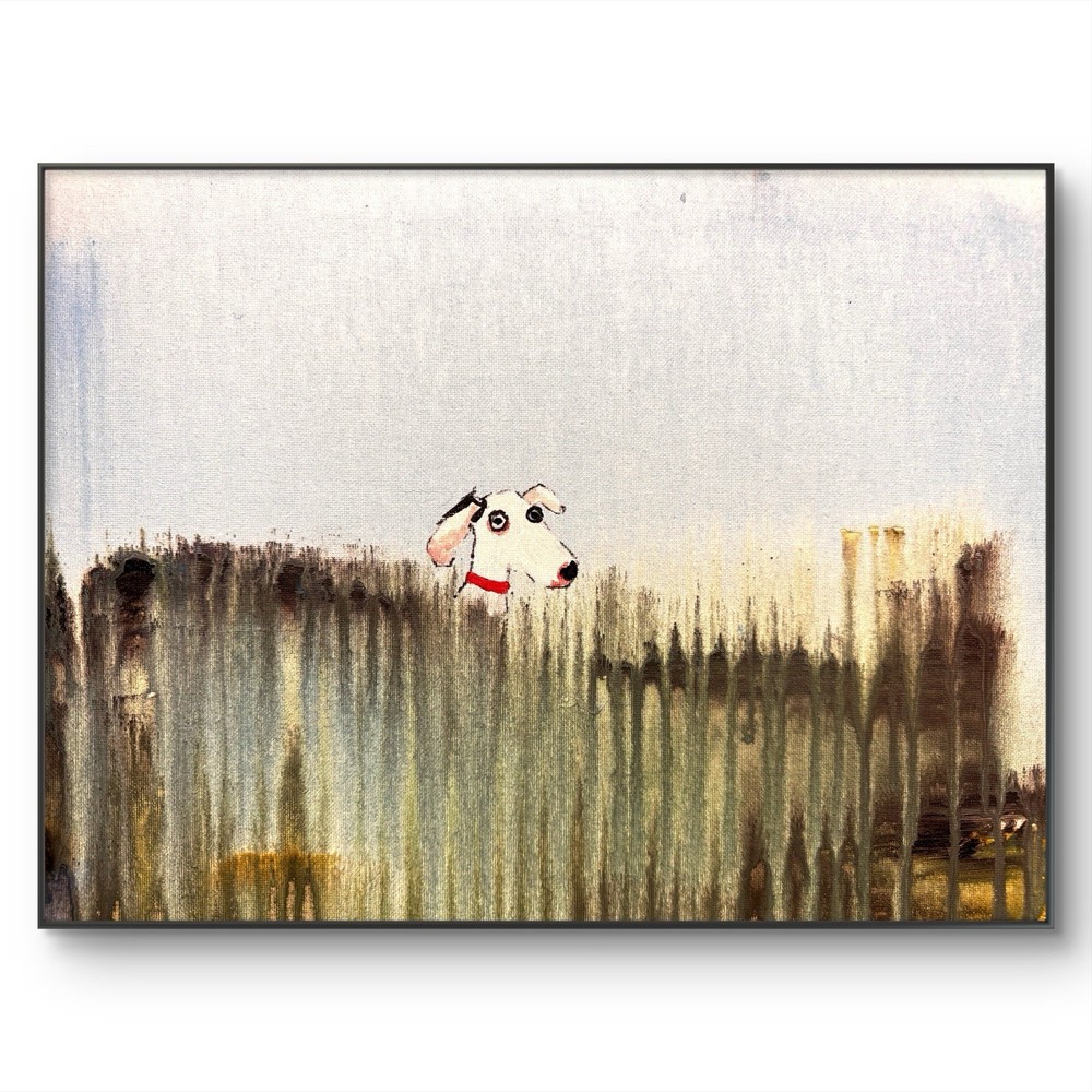 Original Abstract 12×16 Dog Expressionism Handmade Signed Unique Fine Art 499