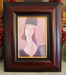 THICK MODERN FRAMED AMEDEO MODIGLIANI COLOR PRINT „PORTRAIT OF WOMAN IN HAT“