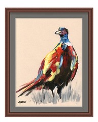 Atherton 9×12 Original Abstract Bird hunting Painting „Tan Pheasant 2“ signed