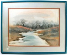 EM STOUT WATERCOLOR PAINTING PAPER SIGNED AMERICAN ARTIST ROCKY MOUNTAIN WEST