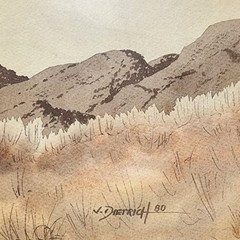 Jack Dietrich Signed Original Watercolor New Mexico Desert Landscape 28×22 Frame