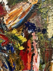 Beautiful NY School Abstract Expressionist Oil Painting c. 1950s Heavy Impasto