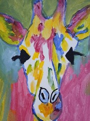 Abstract/Impressionism 11×14 Gentle Giraffe One of a Kind Colorful Art Painting