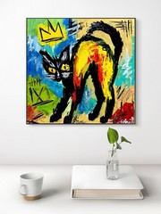 Dipant Art King Cat 10×10 Canvas Neo Expressionism Original Artwork Fine Art