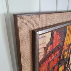 Kuleli Vintage Abstract Mid Century Modern Oil Painting 1970s Impasto Art