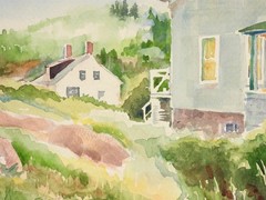 Elise Davis Pieropan New England Summertime Homesteads Watercolor Painting