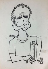 Juan David. Caricature. Untitled, 1972. Ink on cardboard. Original signed.