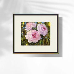 Blooming flowers peonies, Wildflower original, Impression oil painting