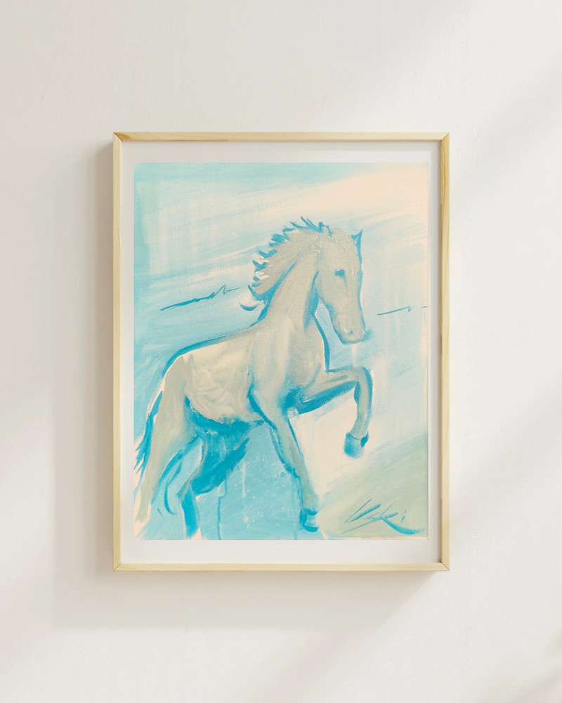 OSKI Blue Stallion Muse 11×14 Canvas Fine Art Original Expressionism Painting