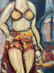 Antique Expressionism Painting Mid Century Female Model Woman Modernism 1950’s