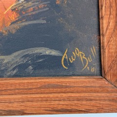 Ed Two Bull Original Painting 12”x16” Canvas Signed 1967 Deer At Mountain