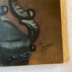 Mans portrait original oil art painting Vintage 1984 signed man in suit