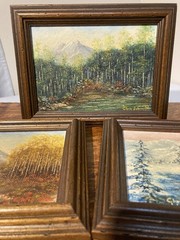 Set of 3 Vintage Framed Oil on board Painting 5 in x 8 in All Signed & Dated