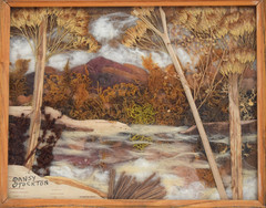 Framed Collage Natural Flora Botanical Pansy Stockton „Canjilon Lake“ Mountains