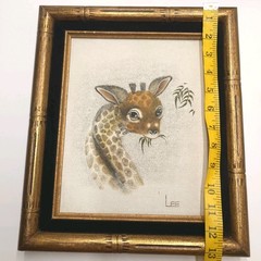 Vintage Giraffe Oil Painting Framed Art 11 x 13 Artistic Interiors Lee MCM