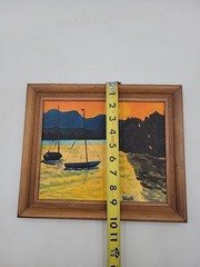 VTG 1975 Original Framed Painting Of Sail Boats In a Bay at Sunset, by O’Connor