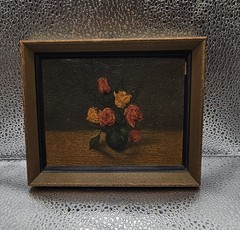 Vintage Floral Still Life Miniature Paintings in Frames
