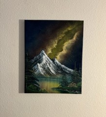 Milky Way Galaxy Mountain Original Landscape Oil Painting On Canvas 16x20in