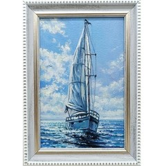 Sailboat Original Oil Painting 4×6 Framed Signed Nautical Seascape Wall Art Ship