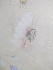 Vintage Japanese Watercolor Painting Delicate Flowers Rice Paper Framed Signed