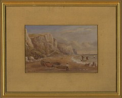 A. Hughes – 1877 Watercolour, White Cliffs At The Shore