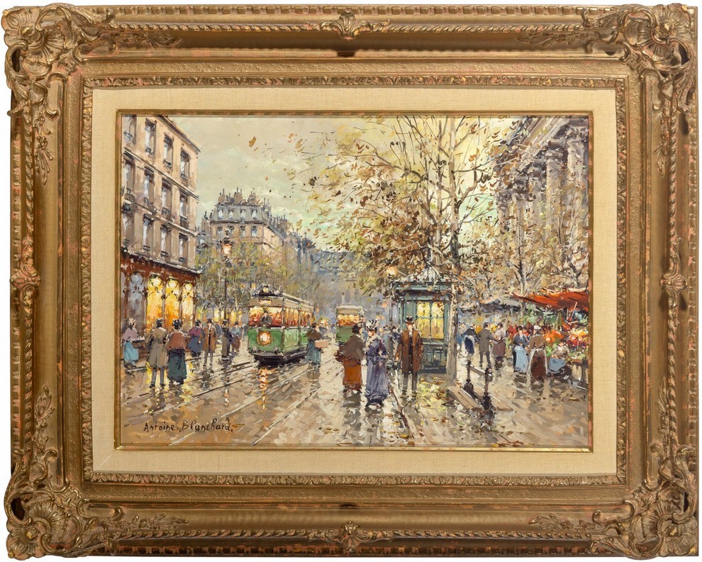 Antoine Blanchard – La Madeleine Street Scene in Paris c.1900s -Oil painting