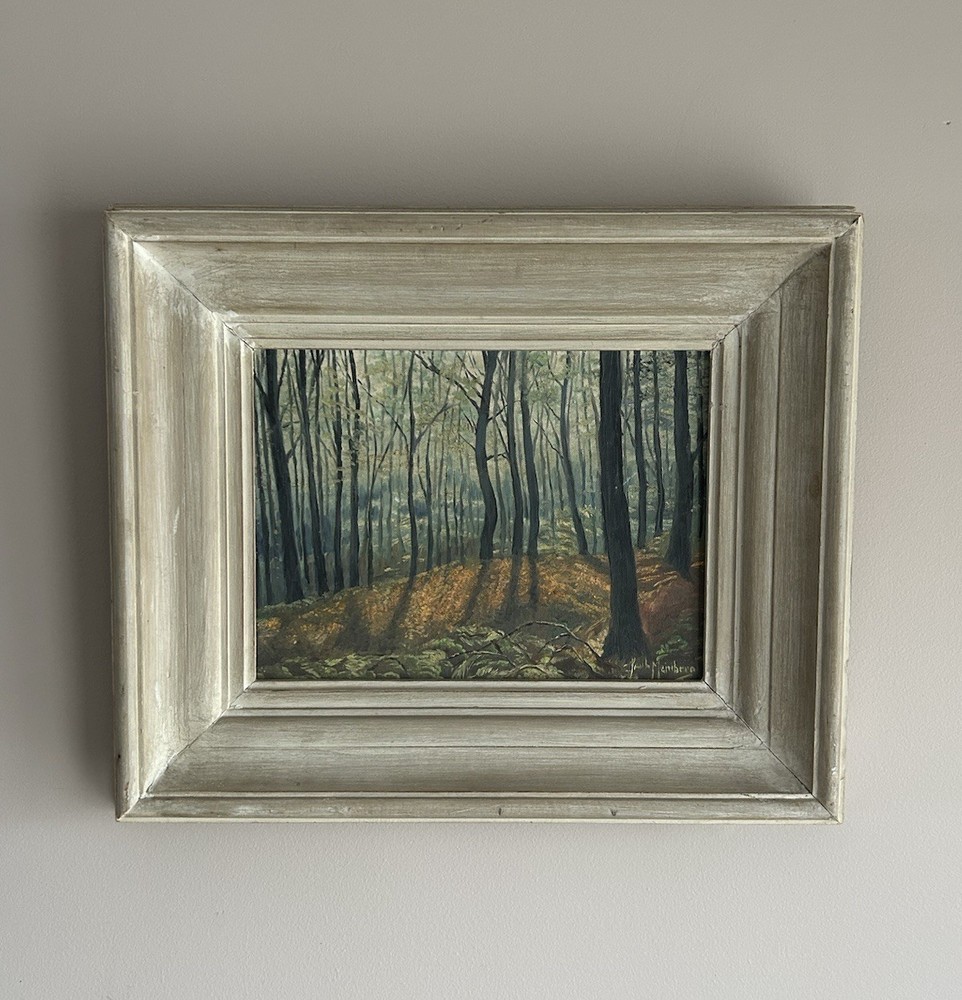 Vintage Impressionist Tree Forest Landscape Oil Board Artist Signed Pennsylvania